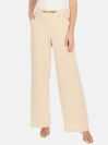 Eleganckie kremowe dzianinowe spodnie z prostą nogawką L'AF Uno