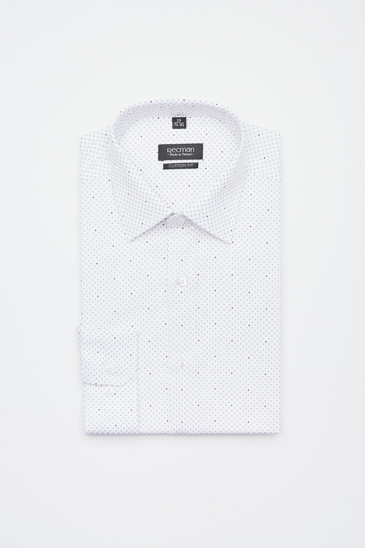 Biała bawełniana koszula z drobnym wzorem Recman COLINE 2981 custom fit 