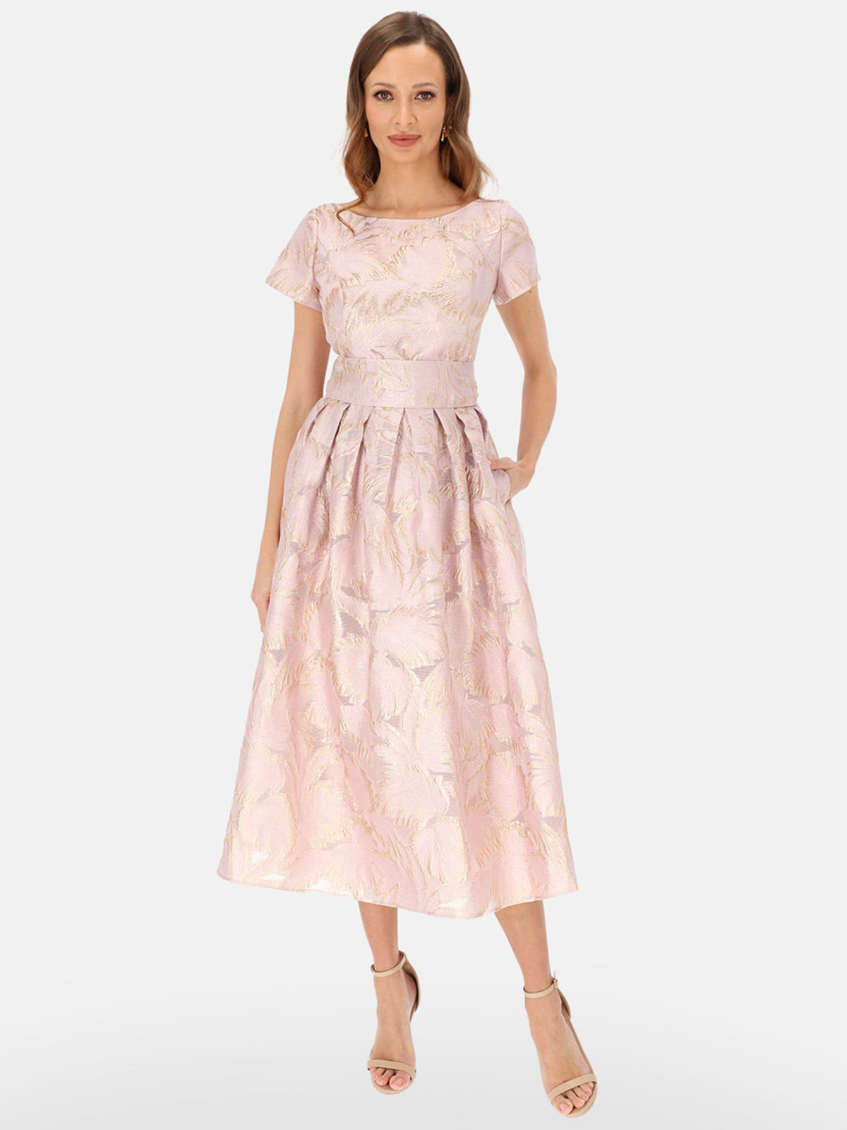 Elegancka r&oacute;żowa pudrowa sukienka