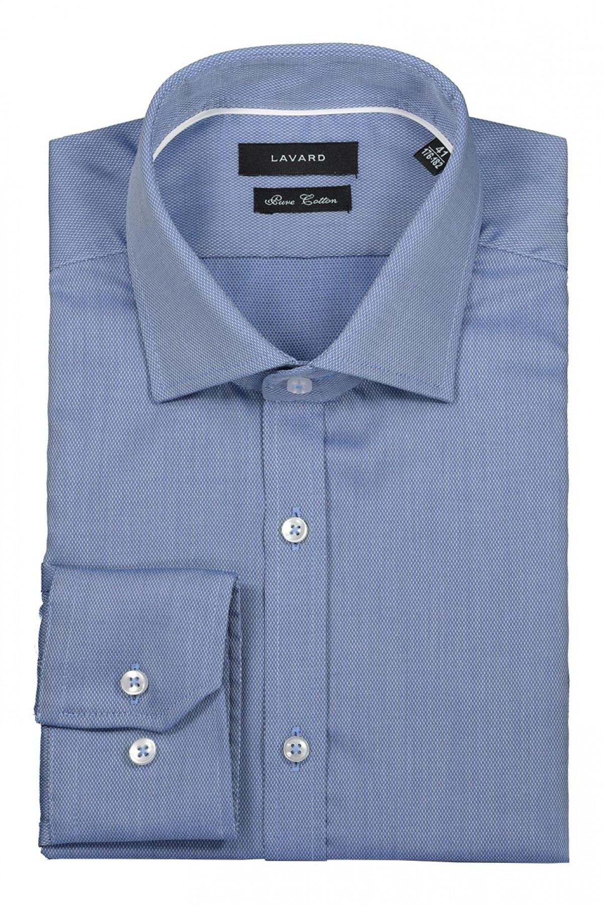 Niebieska koszula slim fit w mikro wzór Lavard 93120