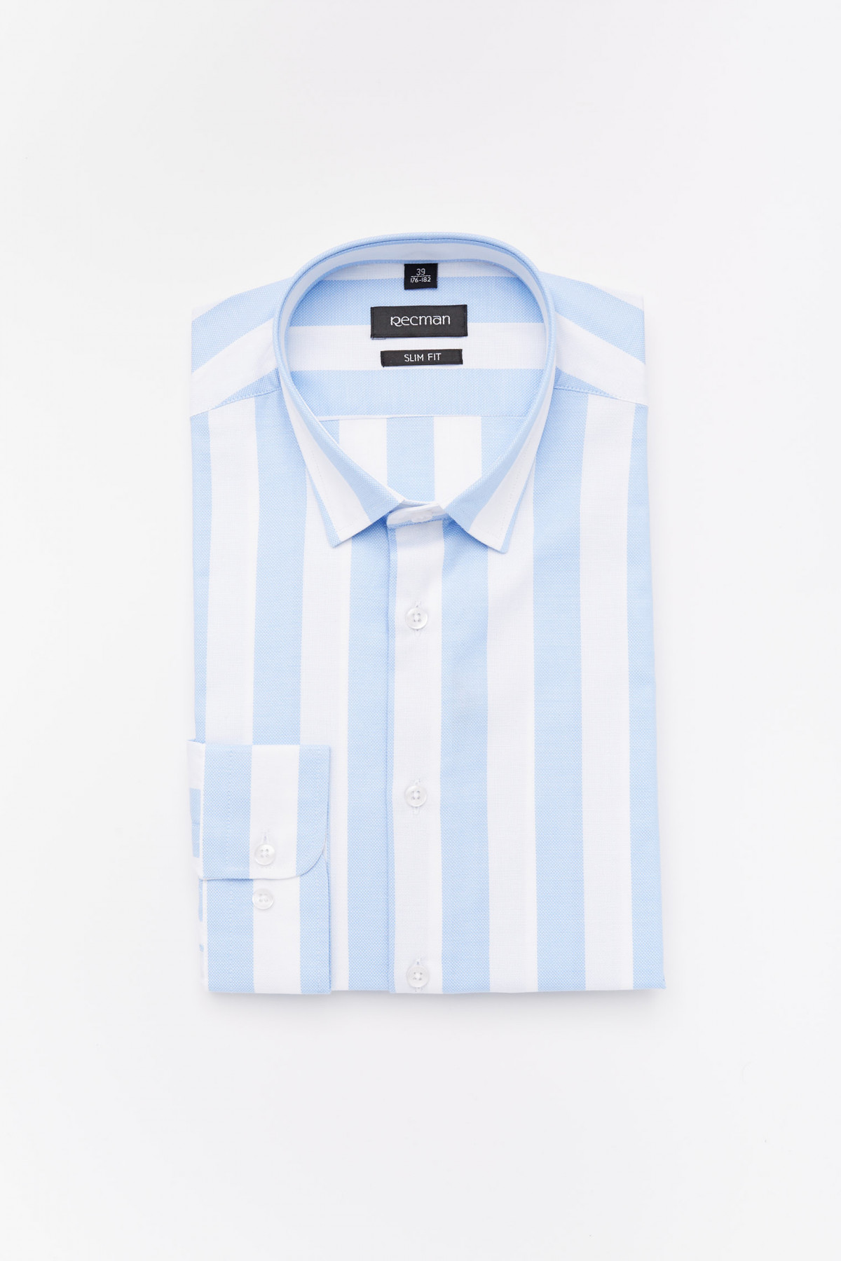 Bawełniana koszula w niebieskie paski slim fit Recman VERSONE 5013A