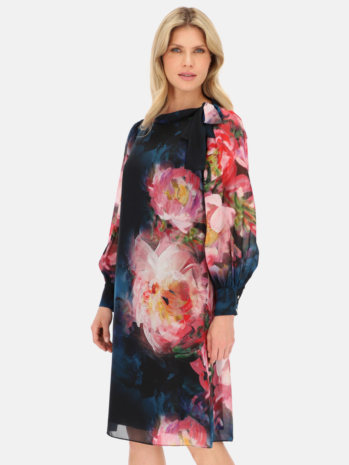 Nowa kolekcja Granatowa sukienka w kwiaty