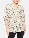  Beżowa bluzka damska w czarne kropki i serduszka L'AF River