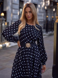  Zwiewna czarna sukienka w białe grochy L'AF Zuri