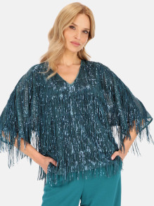 Kimonowa bluzka z cekinowymi troczkami L'AF Moris