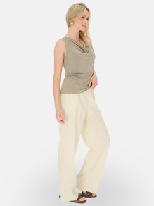 Szaro-beżowa bluzka z lejącym dekoltem Potis & Verso Monika