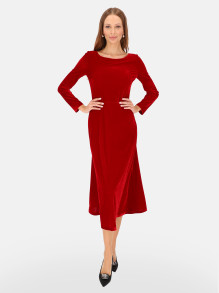 Wizytowa czerwona welurowa sukienka midi L’AF Ampalia