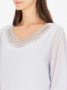 Szara sukienka z ozdobnym dekoltem Potis & Verso Agat