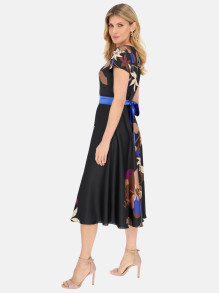 Czarna sukienka z kwiatowym nadrukiem Potis & Verso Klarisa