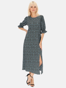 Czarna sukienka midi w niebieskie kwiatuszki Eye For Fashion Abbi