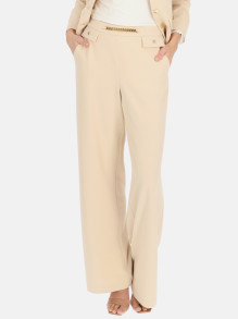 Eleganckie kremowe dzianinowe spodnie z prostą nogawką L'AF Uno