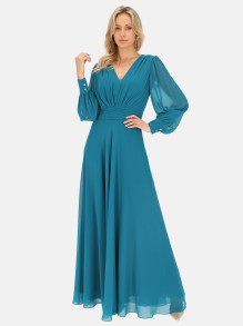 Turkusowa sukienka wieczorowa z broszką L'AF Sweet