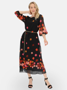 Czarna zwiewna sukienka maxi w kwiaty L'AF Pabla