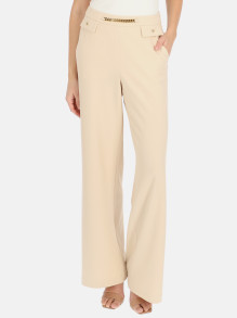 Eleganckie kremowe dzianinowe spodnie z prostą nogawką L'AF Uno