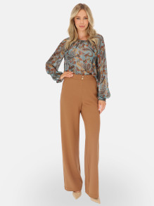 Brązowe dzianinowe spodnie damskie na gumce L'AF Billy