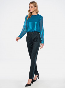 Wzorzyste spodnie o delikatnym połysku Potis & Verso Winona