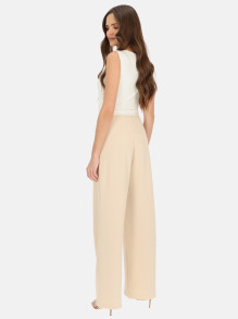 Eleganckie kremowe dzianinowe spodnie z prostą nogawką L'AF Uno