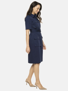 Granatowa sukienka koszulowa z paskiem Potis & Verso Olis