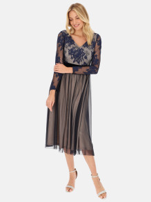 Granatowa sukienka z koronkową górą L'AF Karena