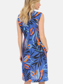 Niebieska lniana sukienka w liście L'AF Betta