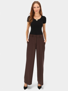 Damskie szerokie spodnie garniturowe brązowe L’AF Ross