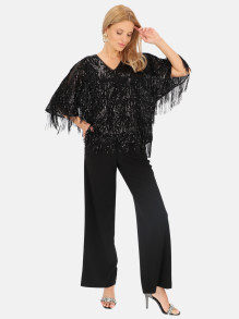 Kimonowa bluzka z cekinowymi troczkami L'AF Moris