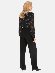 Eleganckie czarne dzianinowe spodnie z prostą nogawką L'AF Uno