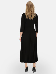 Czarna sukienka z plisowanym dołemi ozdobą w pasie L'AF Celine