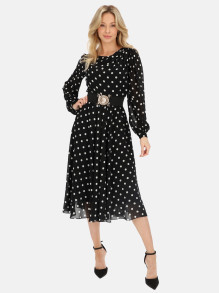Zwiewna czarna sukienka w białe grochy L'AF Zuri
