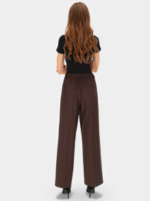 Damskie szerokie spodnie garniturowe brązowe L’AF Ross