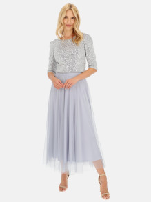 Szara rozkloszowana tiulowa spódnica L'AF Sonia