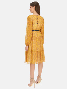 Zwiewna musztardowa sukienka w drobne kwiaty Potis & Verso Maja