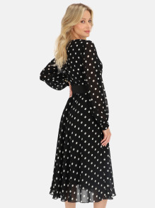 Zwiewna czarna sukienka w białe grochy L'AF Zuri