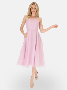 Koktajlowa sukienka różowa z gorsetem L'AF Rokko