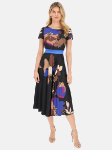 Czarna sukienka z kwiatowym nadrukiem Potis & Verso Klarisa