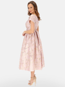 Elegancka różowa pudrowa sukienka midi L'AF Gween