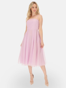 Koktajlowa sukienka różowa z gorsetem L'AF Rokko