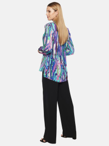 Fioletowo-niebieska koszula damska w abstracyjny wzór L'AF River