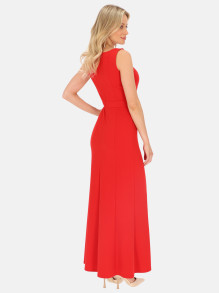 Czerwona wieczorowa sukienka z rozcięciem L'AF Katti