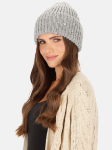 Szara czapka damska prążkowana typu beanie L'AF Mohana