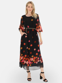 Czarna zwiewna sukienka maxi w kwiaty L'AF Pabla