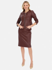 Elegancka bordowa kurtka damska z eko skóry L'AF Mirel