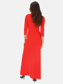 Długa czerwona wieczorowa sukienka z marszczeniami L'AF Natali