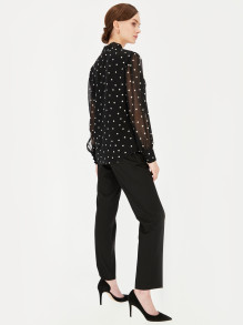 Czarna bluzka w groszki z wiązaniem L'AF Meg