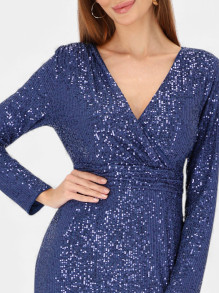 Niebieska cekinowa kopertowa sukienka maxi L'AF Livia