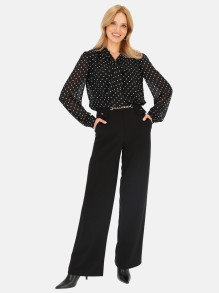 Eleganckie czarne dzianinowe spodnie z prostą nogawką L'AF Uno