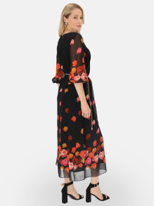 Czarna zwiewna sukienka maxi w kwiaty L'AF Pabla