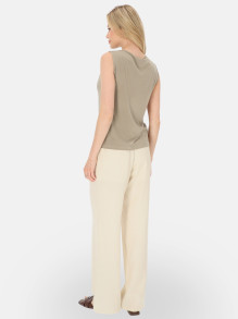 Szaro-beżowa bluzka z lejącym dekoltem Potis & Verso Monika