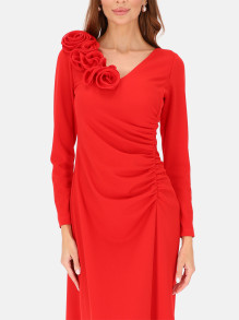 Czerwona wieczorowa sukienka maxi z rozcięciem L'AF Mara