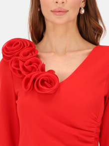 Czerwona wieczorowa sukienka maxi z rozcięciem L'AF Mara